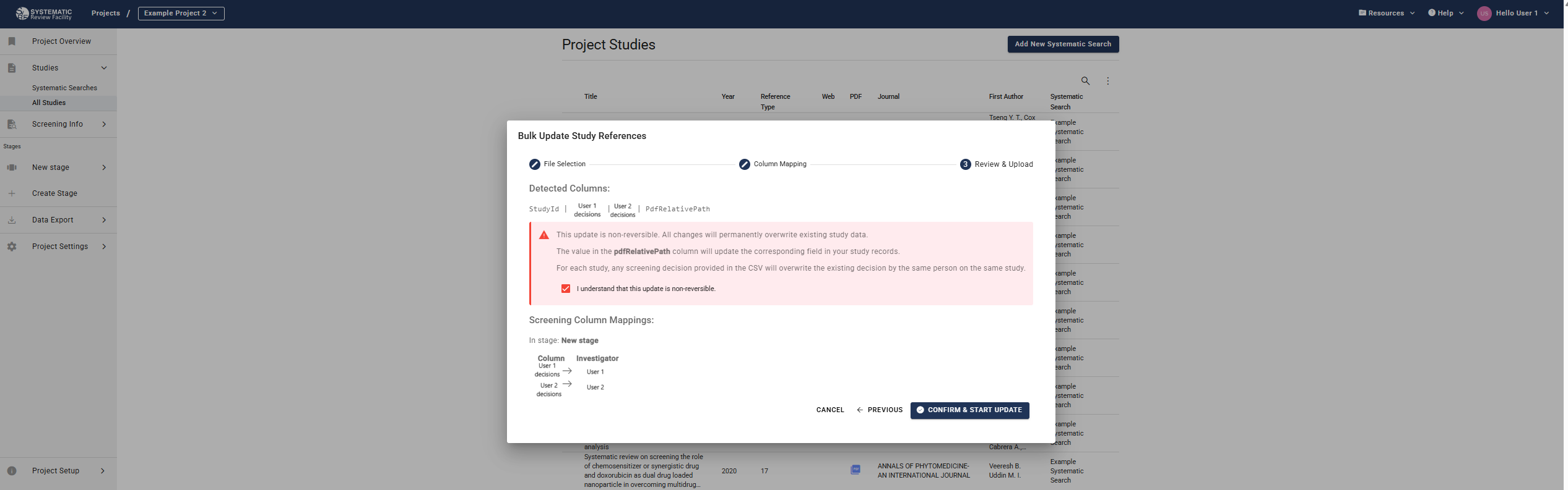 Screenshot of the final confirmation page for Bulk Update